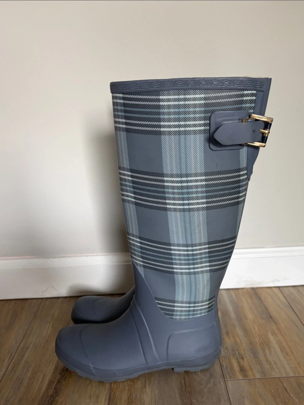 Tommy Hilfiger Plaid Tall Rain Boots